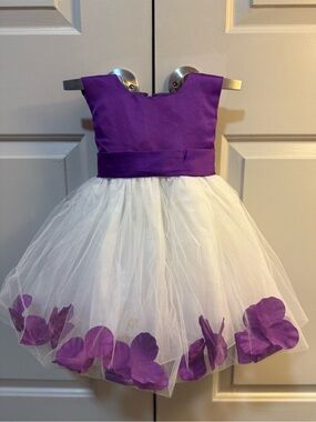 Purple and White Flower Hem Girls' Party Dress